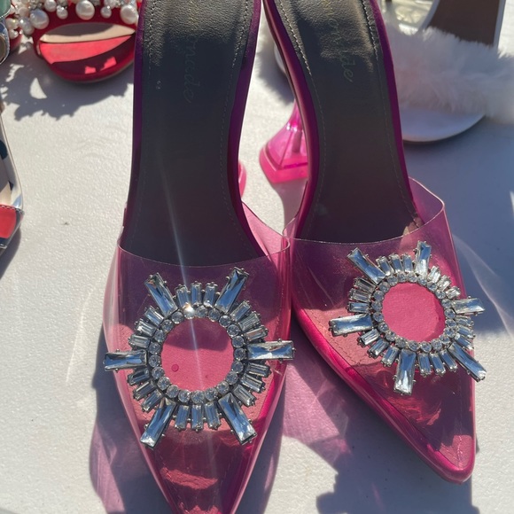 Pink plexi heels. Kitten style. Square bottom - Picture 2 of 2
